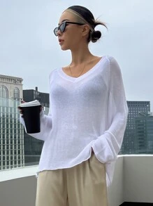 DAZY Jersey de manga raglán tejido de canalé