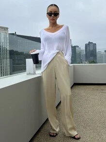 DAZY Jersey de manga raglán tejido de canalé