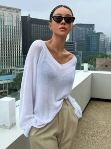 DAZY Jersey de manga raglán tejido de canalé