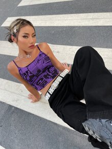 SHEIN ICON 90s Letter & Cartoon Graphic Cami Top - Multicolor - View 1