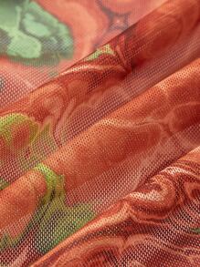 SHEIN ICON Áo nữ Bất đối xứng Xù nhỏ Thắt nơ trước Đồ họa Boho - Nhiều màu - Xem 3