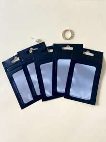 Túi lưu trữ đồ trang sức tối giản 30 chiếc - màu đen - Xem 3