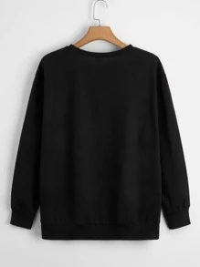 SHEIN LUNE Plus Letter & Figure Graphic Sweatshirt - Black - View 2