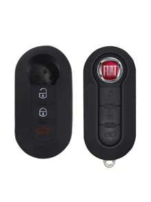 1入組車鑰匙殼與菲亞特500兼容,鑰匙表袋用鏈條或絲帶連接到馬甲懷錶套 - 黑色 - 查看 2