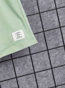 SHEIN 男孩字母補丁細節T恤和短褲 - 薄荷綠 - 查看 3