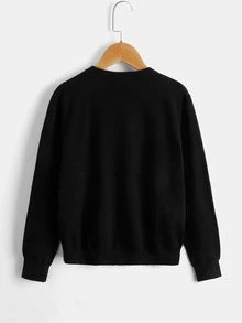 SHEIN Boys 1pc Two Tone Cardigan - Black and White - View 3