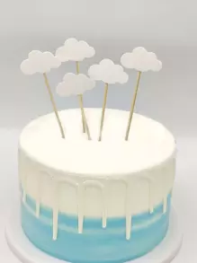 5 chiếc topper bánh thiết kế hình đám mây, trang trí bánh màu trắng cho tiệc sinh nhật, giáng sinh - trắng - Xem 1