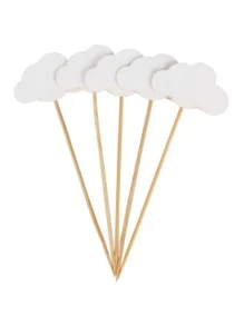 5 chiếc topper bánh thiết kế hình đám mây, trang trí bánh màu trắng cho tiệc sinh nhật, giáng sinh - trắng - Xem 2