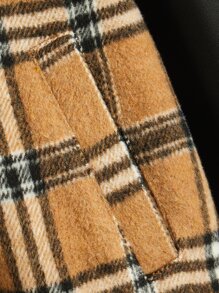 SHEIN Boys Plaid Drop Shoulder Varsity Jacket - Multicolor - View 5