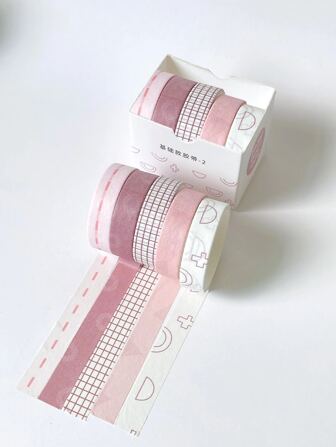 5Rolls Scarlet Plain Color Washi Tape - Perfect For Journal Decorations Back To School