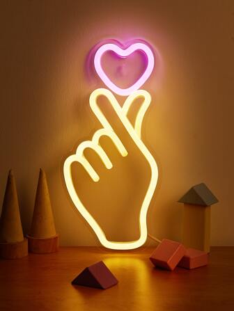 CHI-BUY LED Backboard Neon Light Sign Heart Finger Acrylic Backboard Neon Light USB Powered, Suitable For Home Bedroom Room Wall Decor Atmosphere Light, Wedding Party Holiday Decor Light Sign