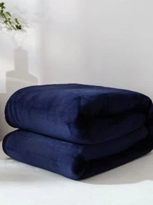 1入組床和沙發素色法蘭絨毯子柔軟蓋毯保暖床上用品家居裝飾 - 藏蓝色 - 查看 4