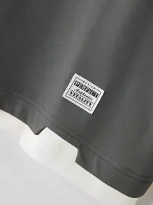 Manfinity Hypemode Homme T-shirt à applique lettre à bordure contrastante sans collier