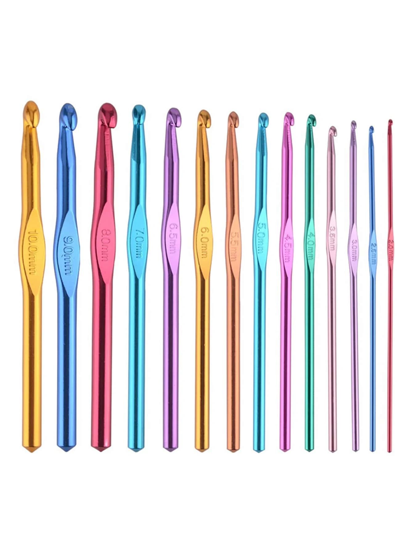 12pcs Modern Random Color Crochet Hook, Zinc Alloy Crochet Kit For DIY - Multicolor - View 1