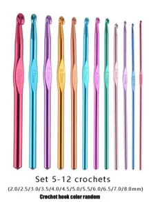 12pcs Modern Random Color Crochet Hook, Zinc Alloy Crochet Kit For DIY - Multicolor - View 7