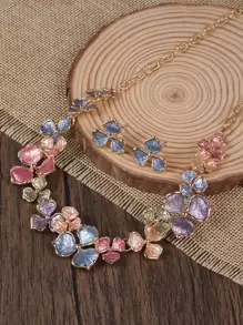 3 piezas Set joya con diseño de flor - Multicolor - Ver 1
