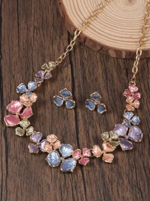 3 piezas Set joya con diseño de flor - Multicolor - Ver 8