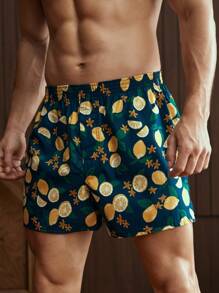 Hombres Shorts de dormir al azar con estampado de fruta - Multicolor - Ver 1