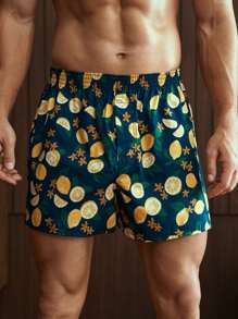 Hombres Shorts de dormir al azar con estampado de fruta - Multicolor - Ver 3