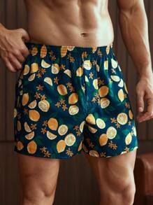 Hombres Shorts de dormir al azar con estampado de fruta - Multicolor - Ver 5
