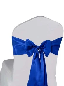 1入組緞面蝴蝶結設計椅子裝飾 - 寶藍色 - 查看 2