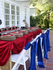 1入組緞面蝴蝶結設計椅子裝飾 - 寶藍色 - 查看 4