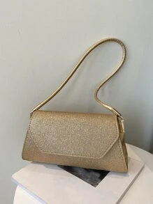 Glamorous, Elegant, Exquisite, Quiet Luxury Sequin, Stylish, Luxury, Shiny Minimalist Glitter Flap Square Bag Evening Bag, Dinner Bag For Party Girl, Woman, Bride Perfect For Party, Wedding, Prom, Dinner/Banquet - Gold - View 1