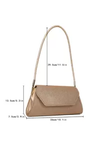 Glamorous, Elegant, Exquisite, Quiet Luxury Sequin, Stylish, Luxury, Shiny Minimalist Glitter Flap Square Bag Evening Bag, Dinner Bag For Party Girl, Woman, Bride Perfect For Party, Wedding, Prom, Dinner/Banquet - Gold - View 3