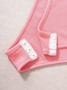 SHEIN Unity Slogan Graphic Contrast Trim Bodysuit - Baby Pink - View 5