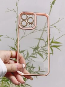 Contrast Frame Clear Phone Case,International Version, Not The Domestic Version - Pink - View 3