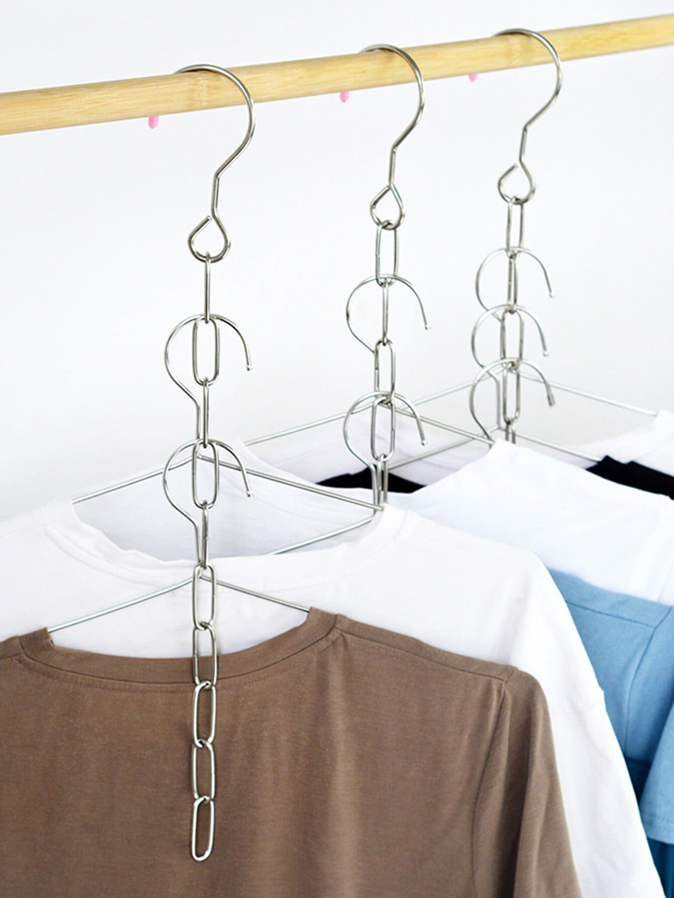 1pc/2pcs Stainless Steel Clothes Storage Chain For Wardrobe Organizer
