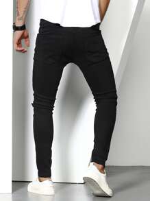 Manfinity LEGND Men Cotton Solid Ripped Skinny Jeans Going Out Hang Out Commute Vacation Street