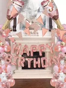 1pc 4m Silver Color Sprinkle Bunting Flag For Birthday Party, Party Decorations, Festival Decorations, Banner,Christmas - Rose Gold - View 2