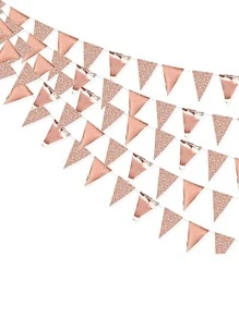1pc 4m Silver Color Sprinkle Bunting Flag For Birthday Party, Party Decorations, Festival Decorations, Banner,Christmas - Rose Gold - View 4