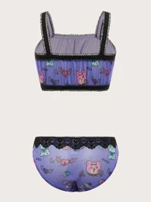 卡通圖案薄透內衣套裝