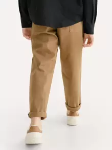 CUNYI Tween Boy Vintage Loose Solid Color Woven Pants, Autumn/Winter - Khaki - View 3