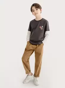 CUNYI Tween Boy Vintage Loose Solid Color Woven Pants, Autumn/Winter - Khaki - View 5