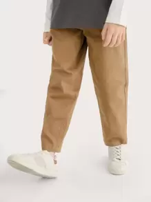 CUNYI Tween Boy Vintage Loose Solid Color Woven Pants, Autumn/Winter - Khaki - View 4