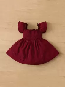 SHEIN Vestido De Niña Con Mangas De Mariposa Y Cuerpo Fruncido - Burdeos - Ver 2