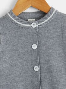 Bebé Cárdigan con patrón de rayas con pantalones tejidos - Gris - Ver 3