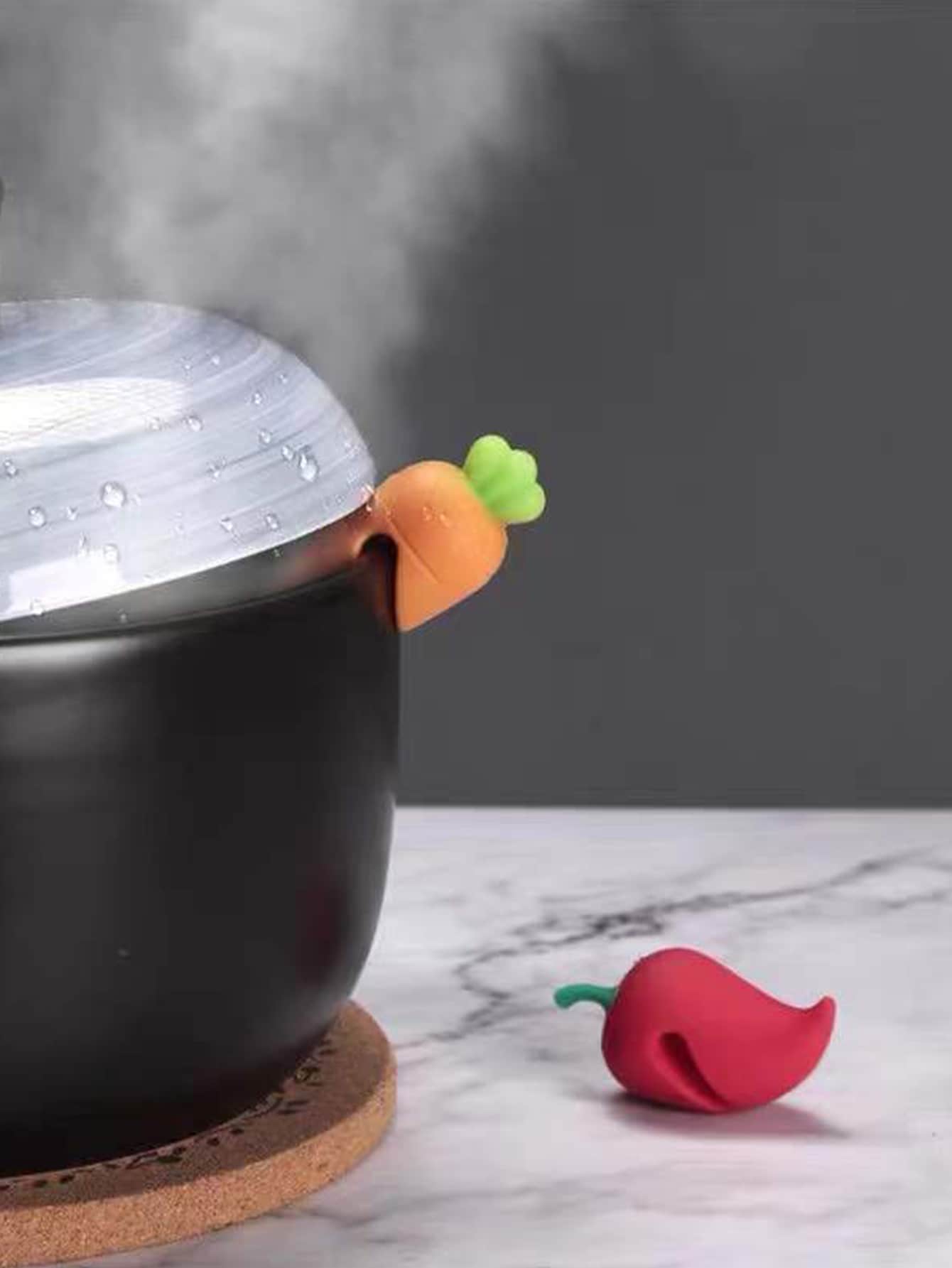 2 cái Rau Hình Giữ Nắp Nồi Chống Tràn Chống Tràn - Nhiều màu - Xem 1