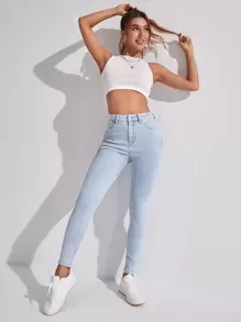 SHEIN SXY High Waist Skinny Jeans Y2k - Light Wash - View 3