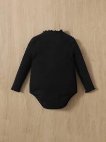 SHEIN Bodysuits Em bé Xù nhỏ Lá thư - màu đen - Xem 2