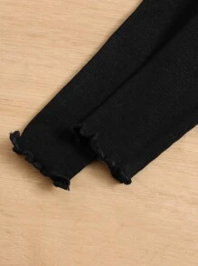 SHEIN Bodysuits Em bé Xù nhỏ Lá thư - màu đen - Xem 3