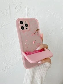 Sakura Painted Clear Phone Case With Invisible Desktop Holder - Multicolor - View 2