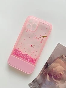Sakura Painted Clear Phone Case With Invisible Desktop Holder - Multicolor - View 3