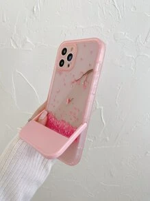 Sakura Painted Clear Phone Case With Invisible Desktop Holder - Multicolor - View 5