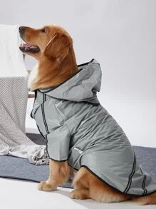1pc Waterproof Hooded Pet Raincoat - Grey - View 1