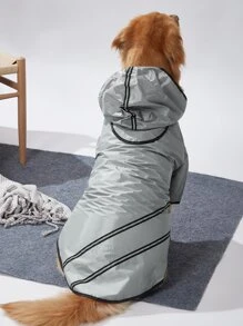 1pc Waterproof Hooded Pet Raincoat - Grey - View 2