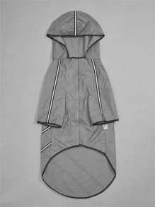 1pc Waterproof Hooded Pet Raincoat - Grey - View 3